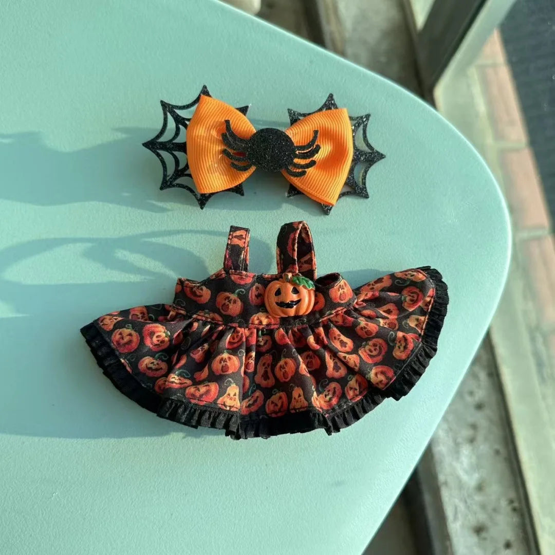 17cm Dolls Clothing For Labubu Outfit Accessories Sitting Party Halloween Trick-Or-Treat Series Accessory Black Cat Shirt