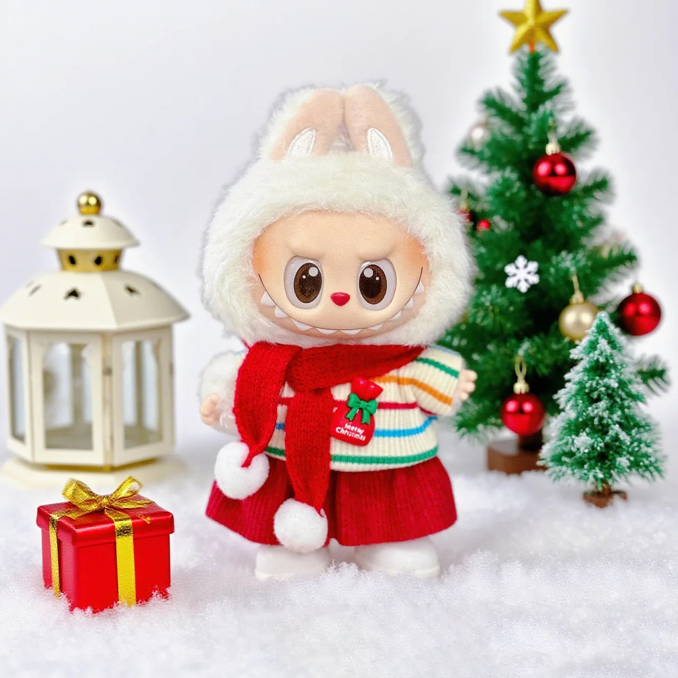 2025 NEW For 17cm Labubu Doll Christmas Clothes Christmas Red Deer Theme Set Labubu Accessories unique Christmas Gift