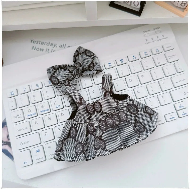 For 15 17cm Labubu Doll Clothes Princess Dress Bow Tie Two-Piece Set Outfit Clothing Sitting Party Game Toys Gift Accessories