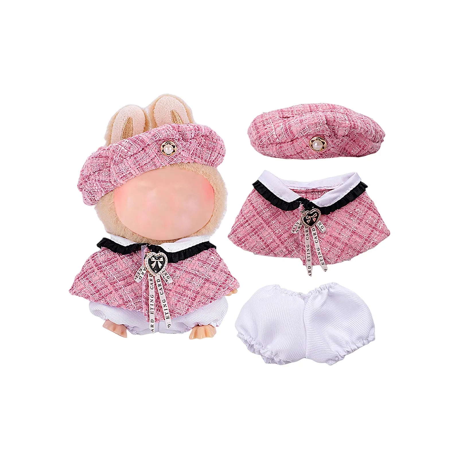 Doll Clothes Set For Labubu 17cm Plush Doll Accessories