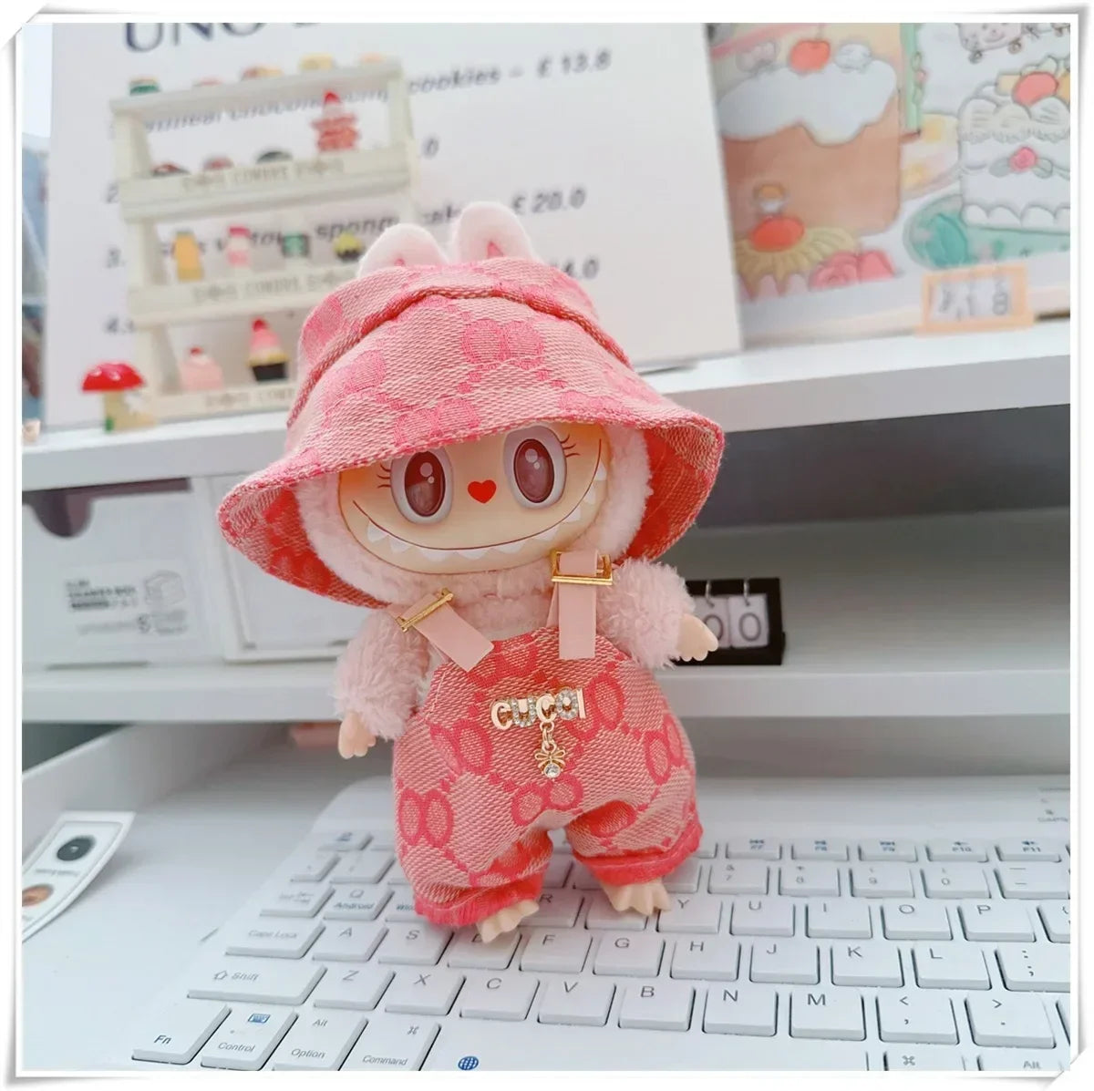 Labubu Doll Clothes V1 V2 V3 – Labubu GG Jumpsuit Set, Matching Color Accessories, Fits Blythe Doll Outfits