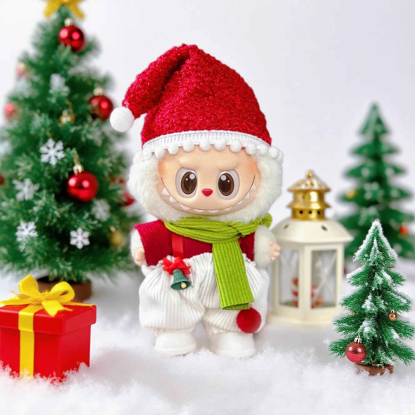 2025 NEW For 17cm Labubu Doll Christmas Clothes Christmas Red Deer Theme Set Labubu Accessories unique Christmas Gift