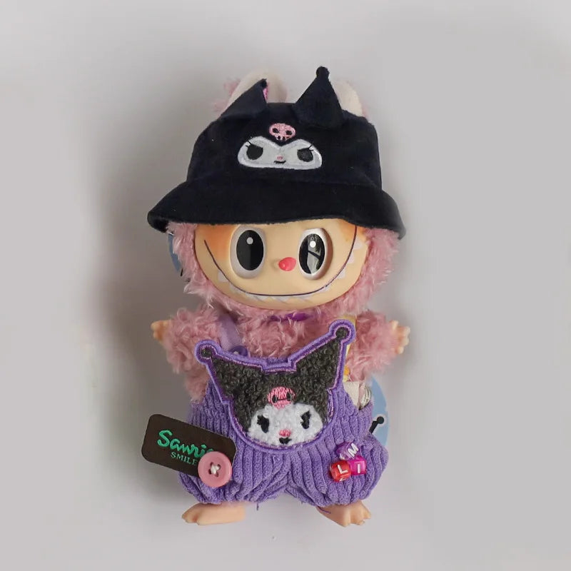 Sanrios Hellokittys Pochacco Kuromi Hat Doll'S Clothes Overalls for 17cm Labubu Clothes Accessories Trendy Outfit Girls Gifts