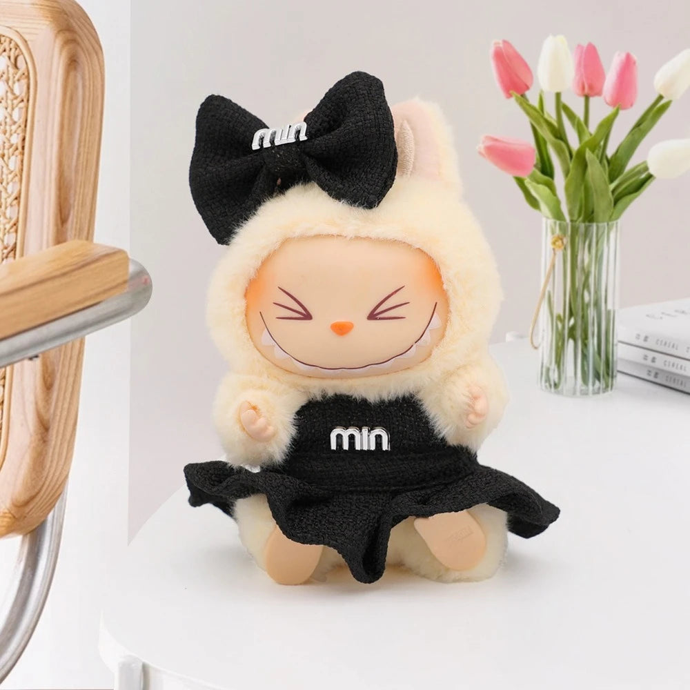 17cm Labubu Doll Clothes – Princess Dress with Bow Tie, Two-Piece Outfit | V1 V2 Doll Accessories & Clothing