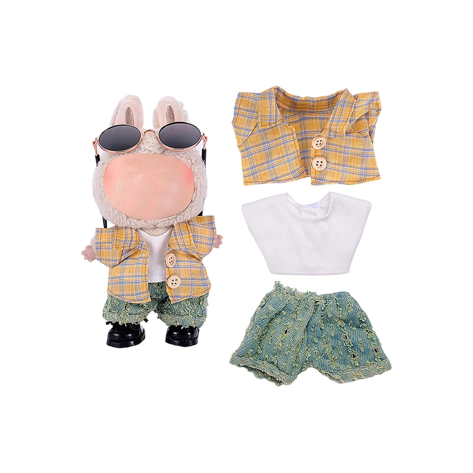 Doll Clothes Set For Labubu 17cm Plush Doll Accessories