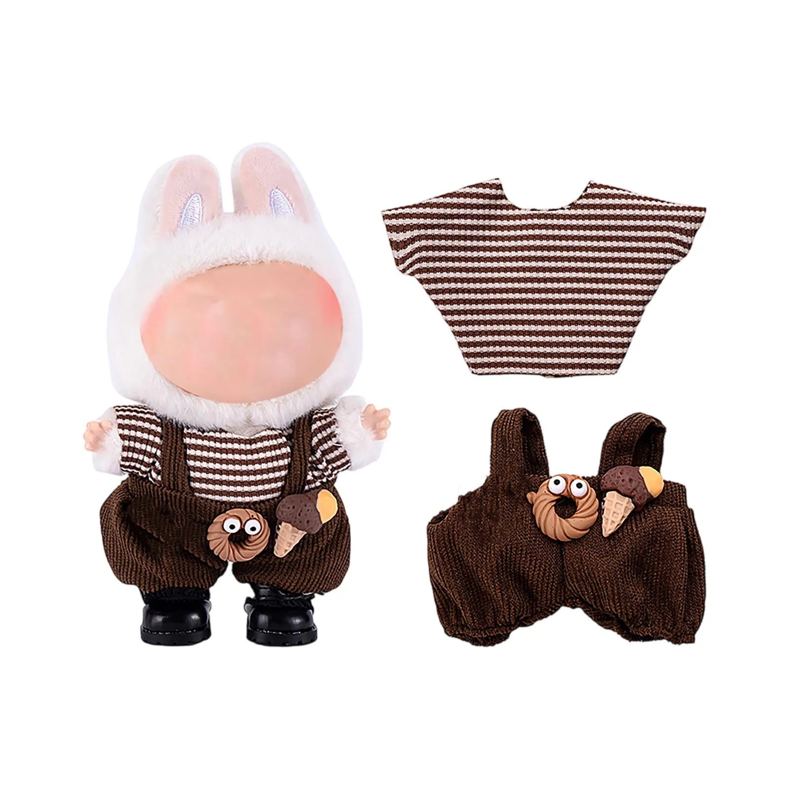 Doll Clothes Set For Labubu 17cm Plush Doll Accessories