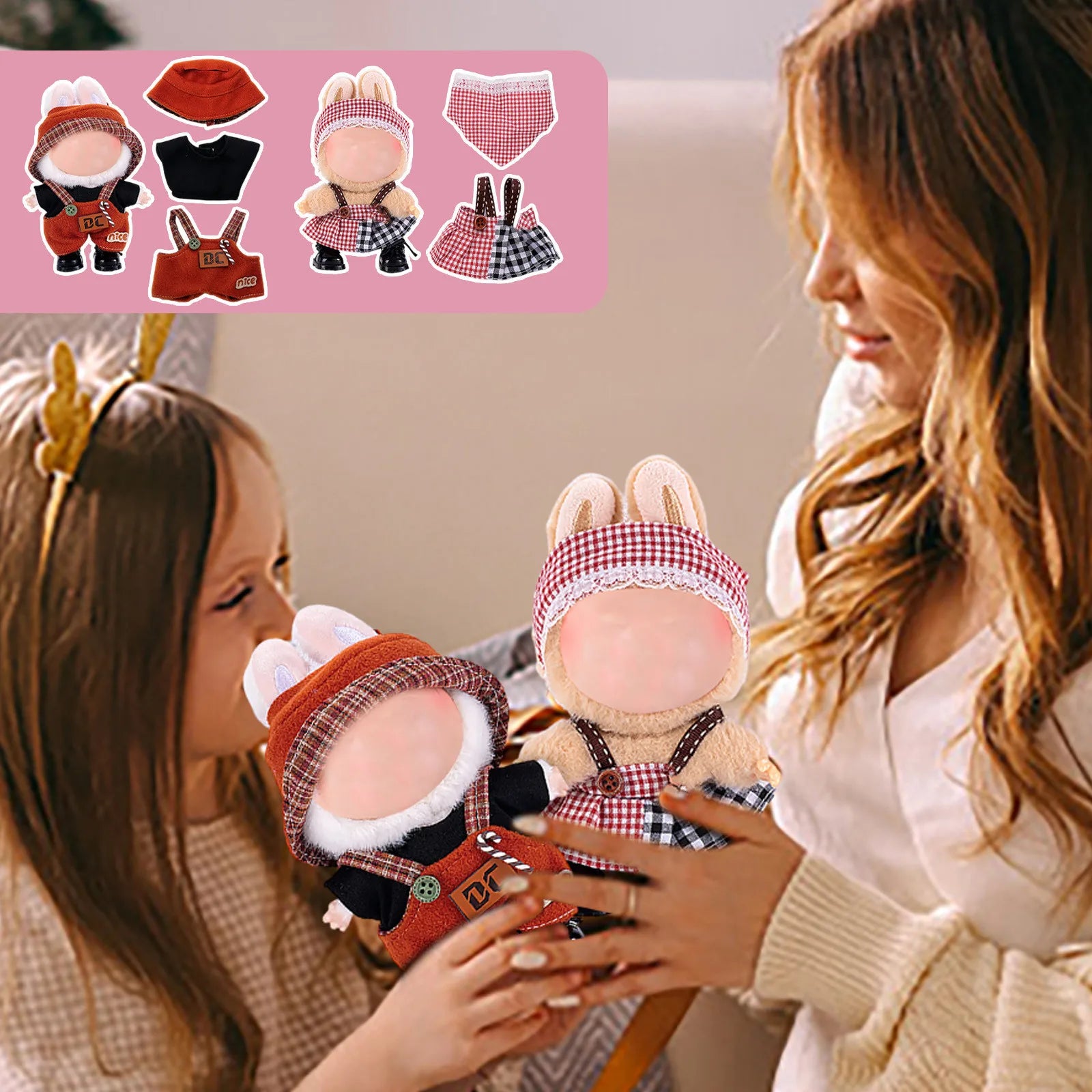 Doll Clothes Set For Labubu 17cm Plush Doll Accessories