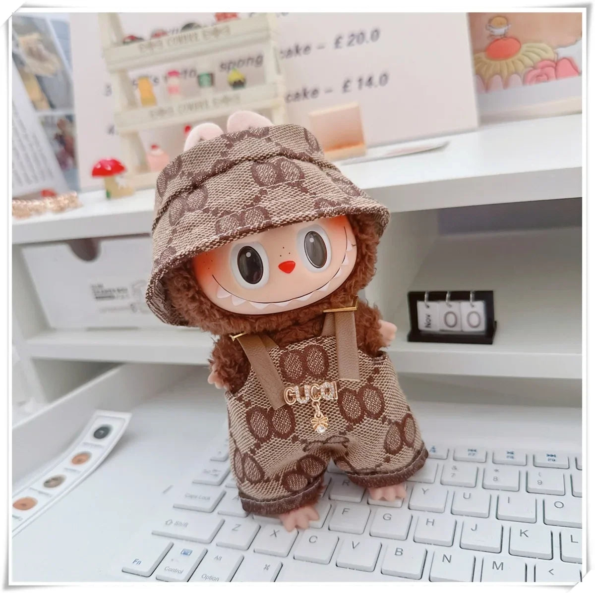 Labubu Doll Clothes V1 V2 V3 – Labubu GG Jumpsuit Set, Matching Color Accessories, Fits Blythe Doll Outfits