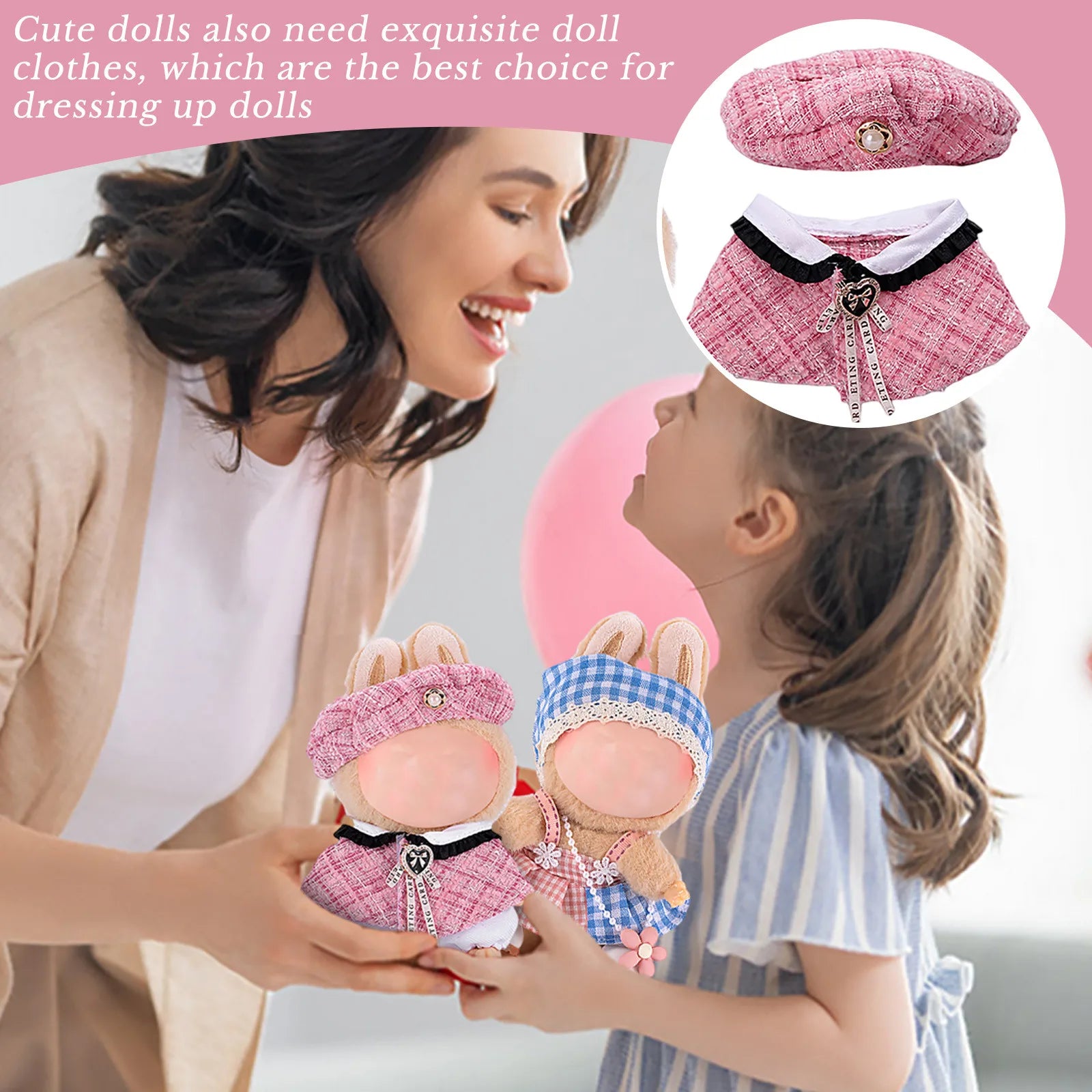Doll Clothes Set For Labubu 17cm Plush Doll Accessories