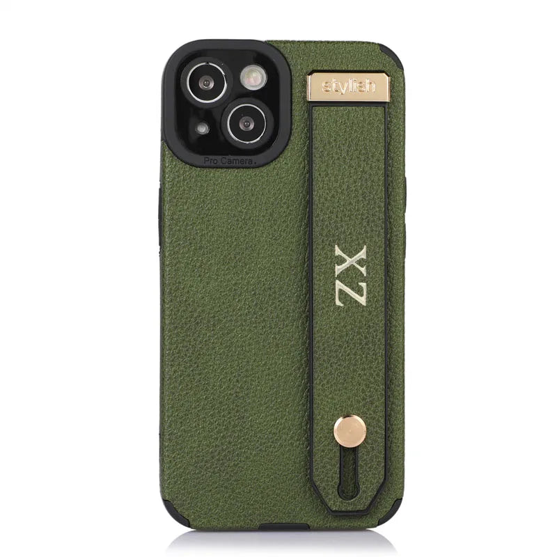 Personalise Gold Initial Letters Leather PU Wristband Cases For Iphone 15 14 11 12 13 Pro Max 16 pro promax  Luxury Soft Covers