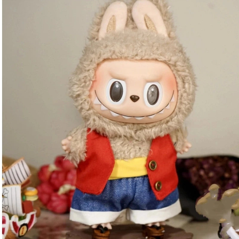 17cm For Labubu Doll Clothes For Labubu Clothes Cool Red Vest Set Trendy Play Pendant Clothes Doll Accessories Festival Gifts
