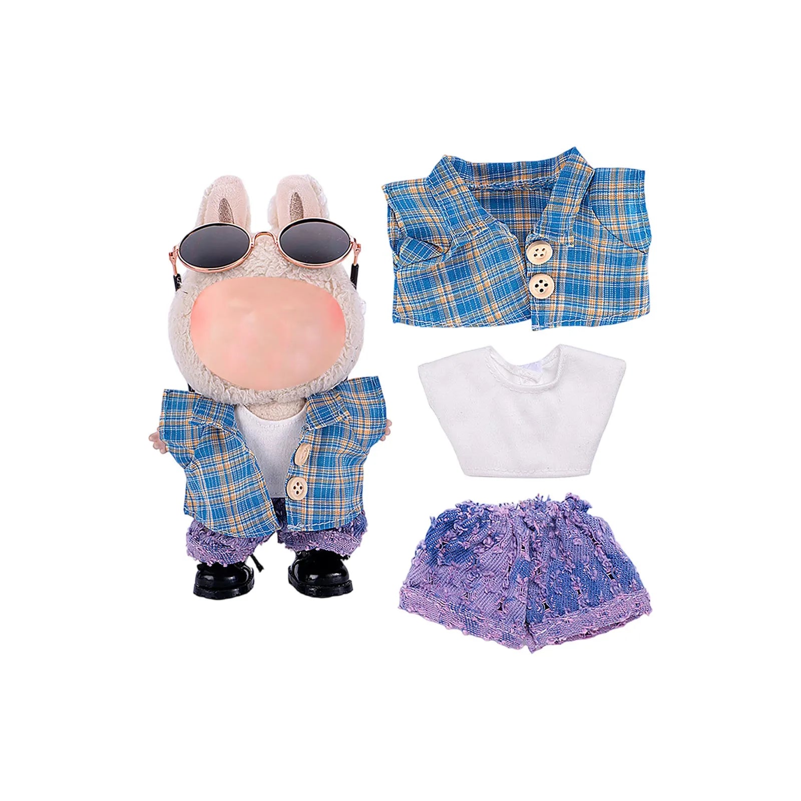 Doll Clothes Set For Labubu 17cm Plush Doll Accessories