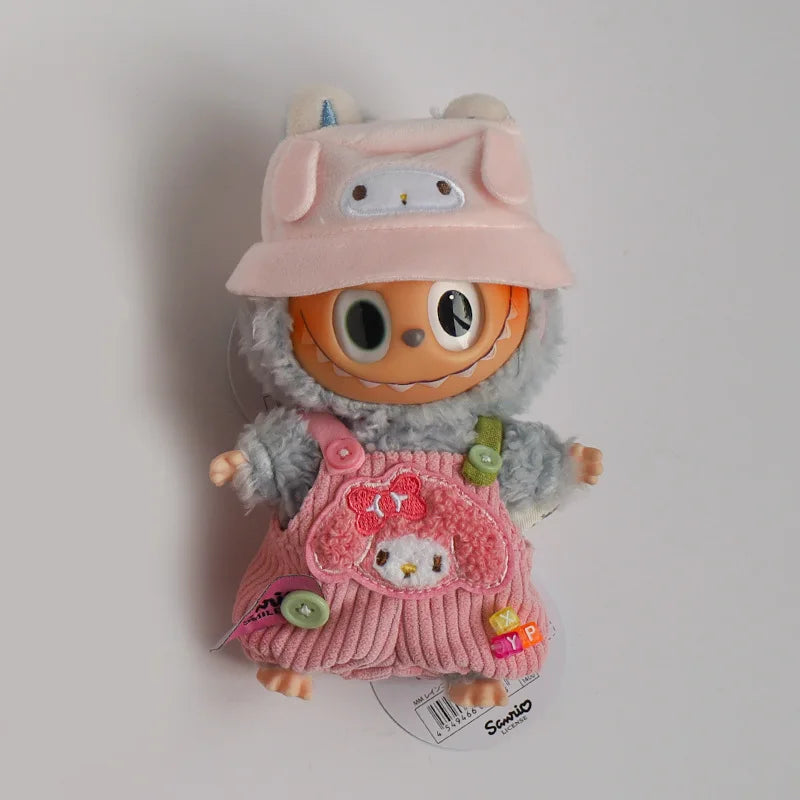 Sanrios Hellokittys Pochacco Kuromi Hat Doll'S Clothes Overalls for 17cm Labubu Clothes Accessories Trendy Outfit Girls Gifts