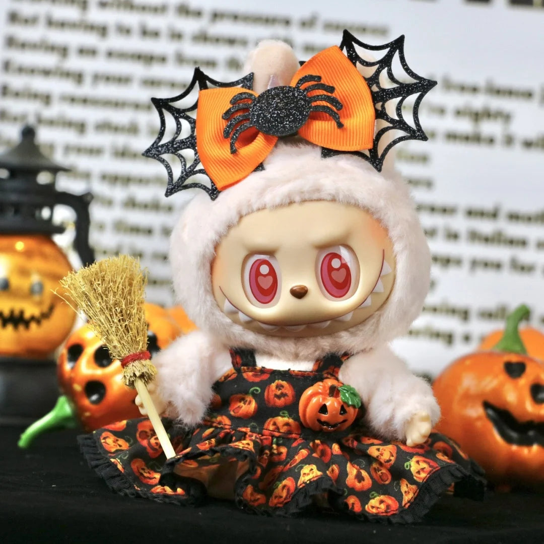 17cm Dolls Clothing For Labubu Outfit Accessories Sitting Party Halloween Trick-Or-Treat Series Accessory Black Cat Shirt