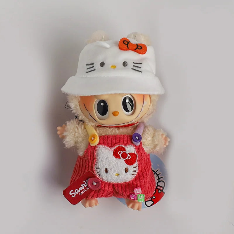 Sanrios Hellokittys Pochacco Kuromi Hat Doll'S Clothes Overalls for 17cm Labubu Clothes Accessories Trendy Outfit Girls Gifts
