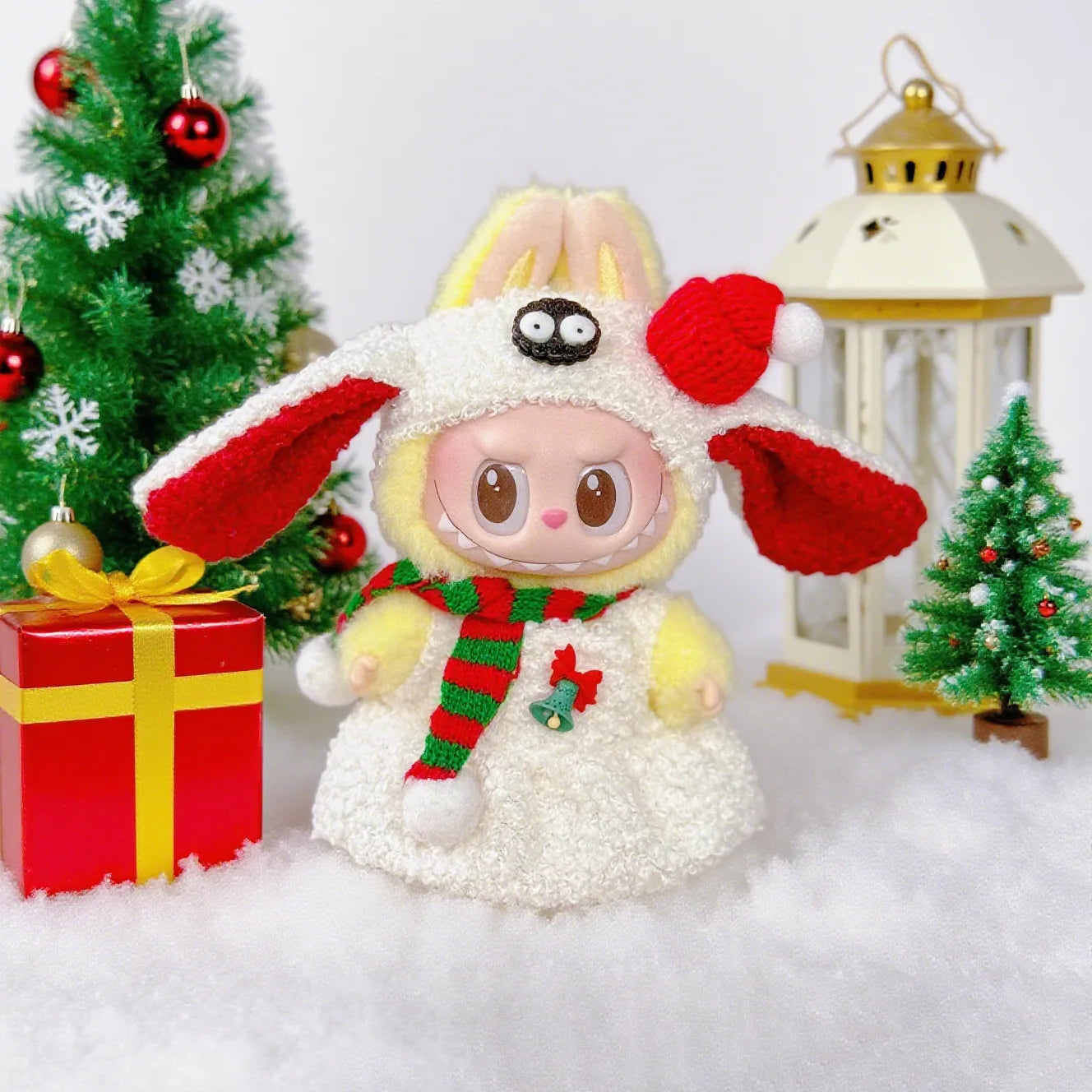2025 NEW For 17cm Labubu Doll Christmas Clothes Christmas Red Deer Theme Set Labubu Accessories unique Christmas Gift