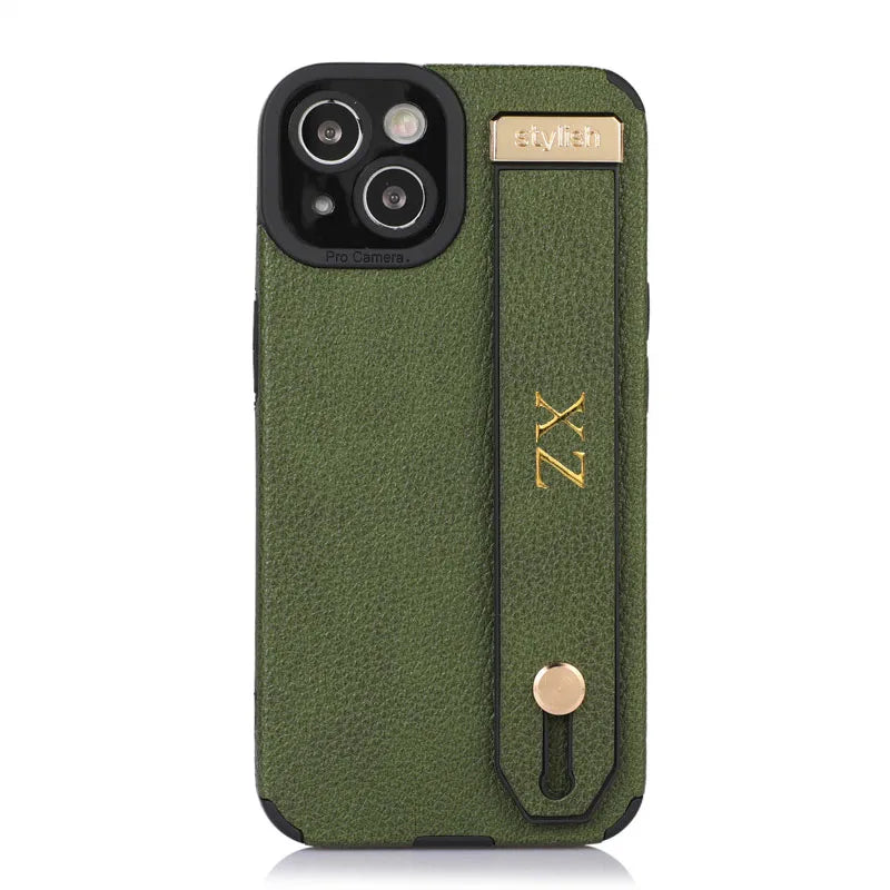Personalise Gold Initial Letters Leather PU Wristband Cases For Iphone 15 14 11 12 13 Pro Max 16 pro promax  Luxury Soft Covers