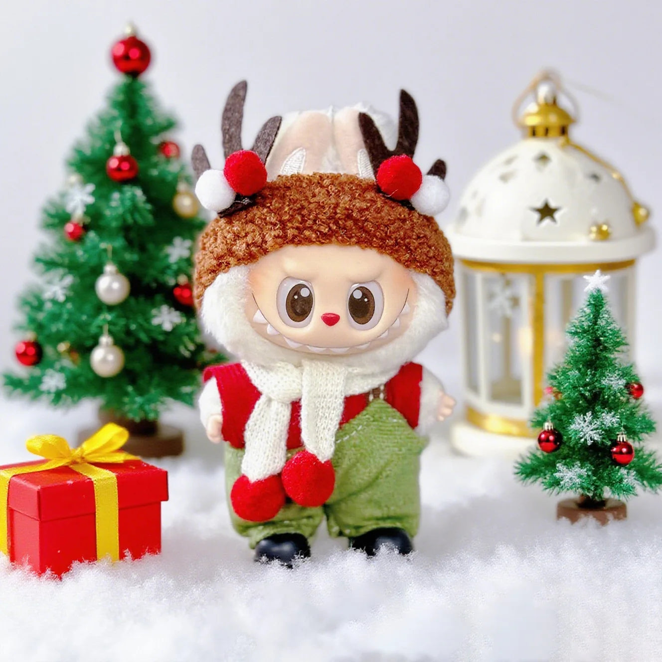 2025 NEW For 17cm Labubu Doll Christmas Clothes Christmas Red Deer Theme Set Labubu Accessories unique Christmas Gift