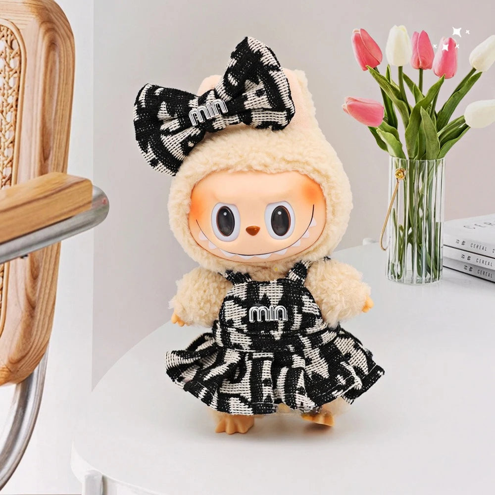 17cm Labubu Doll Clothes – Princess Dress with Bow Tie, Two-Piece Outfit | V1 V2 Doll Accessories & Clothing