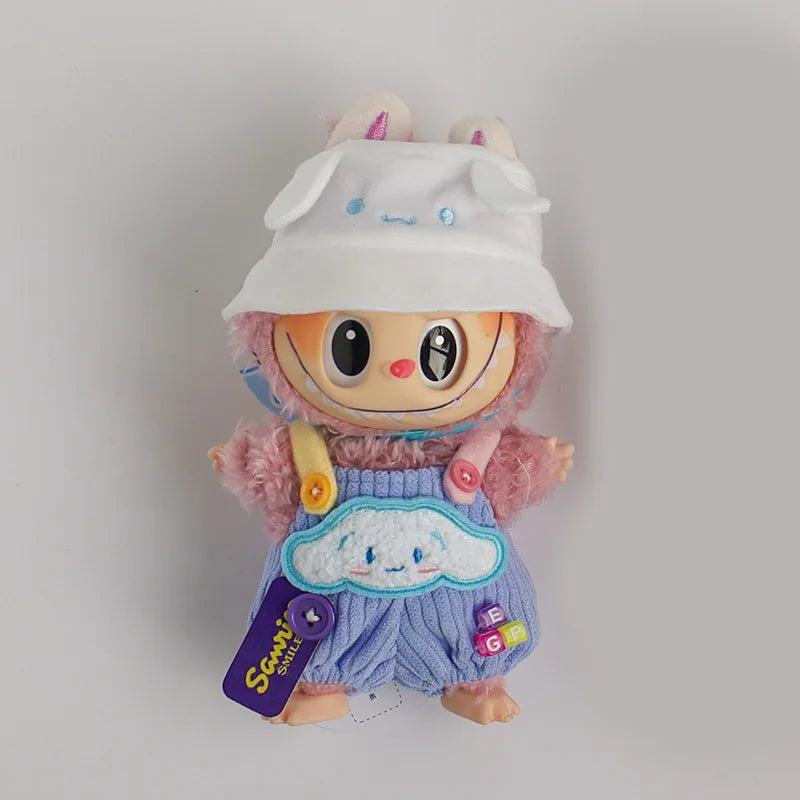 Sanrios Hellokittys Pochacco Kuromi Hat Doll'S Clothes Overalls for 17cm Labubu Clothes Accessories Trendy Outfit Girls Gifts